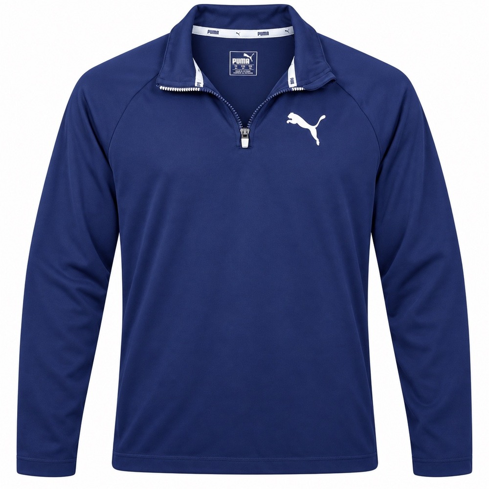 Puma Men's 1/4 Pullover M Navy Y2K Sporty Preppy Athleisure Performance Golf